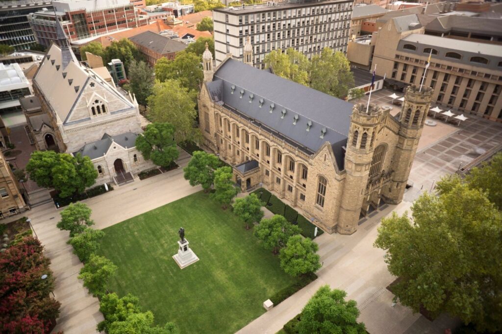 Aerial view of the Adelaide University North Terrace campus